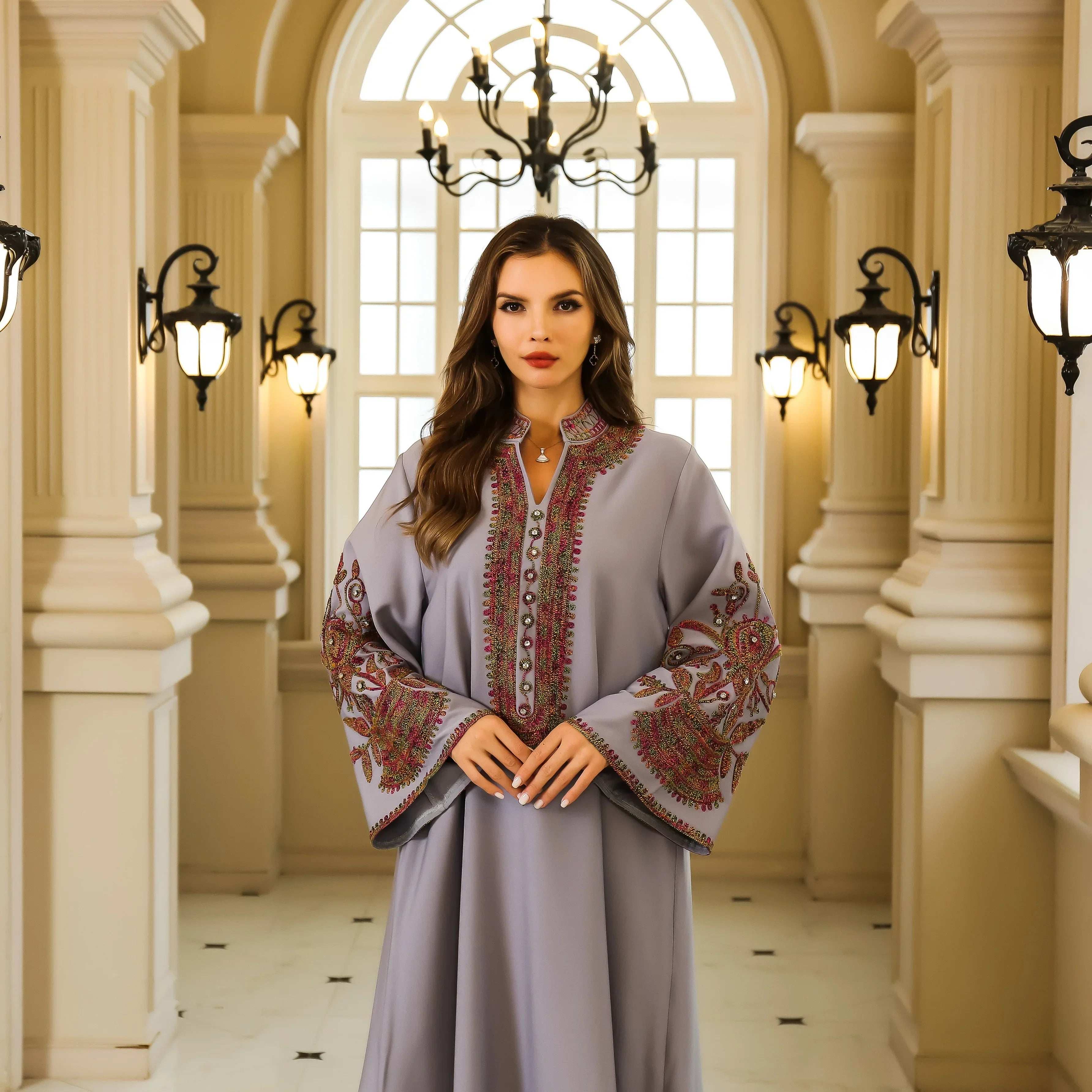 Geometric Embroidery Abaya - Abaya Vida