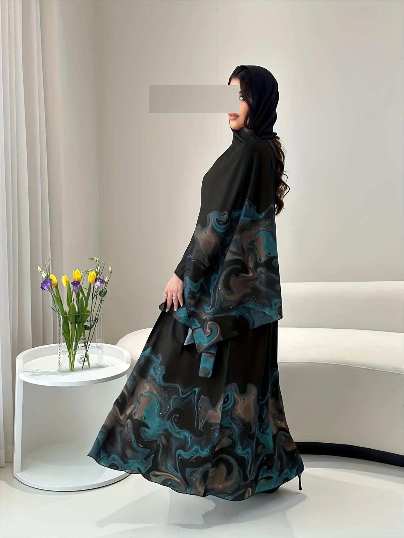 Saudi Traditional Open-Front Robe – Jersey Festival Abaya