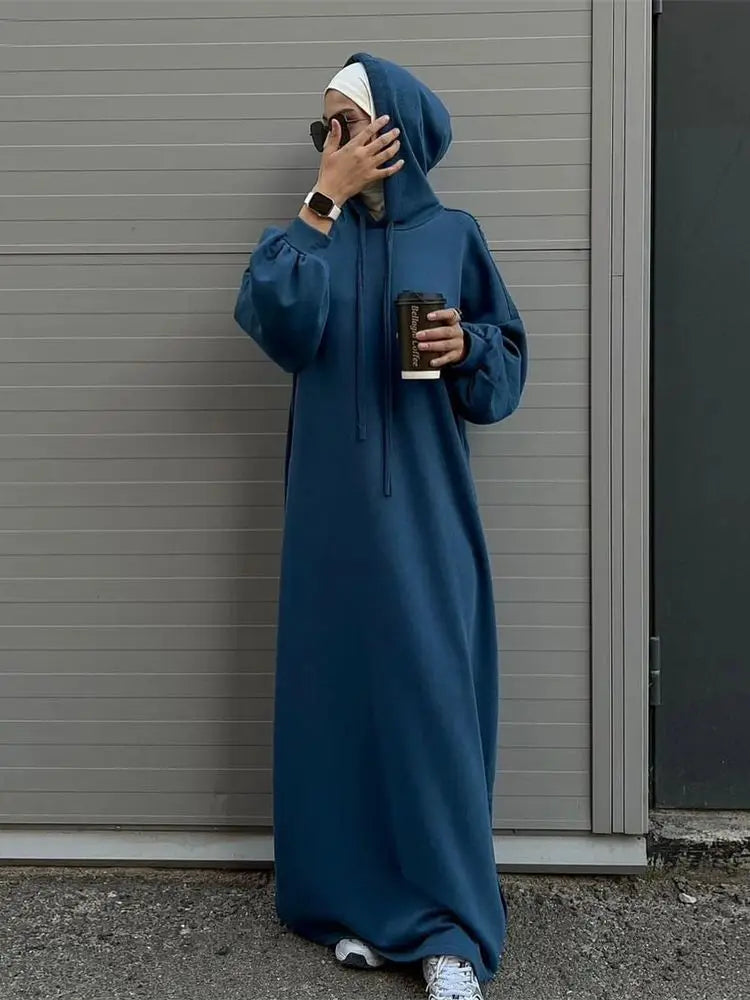 Ramadan Hoodie Abaya – Soft Jersey Pullover Prayer Robe