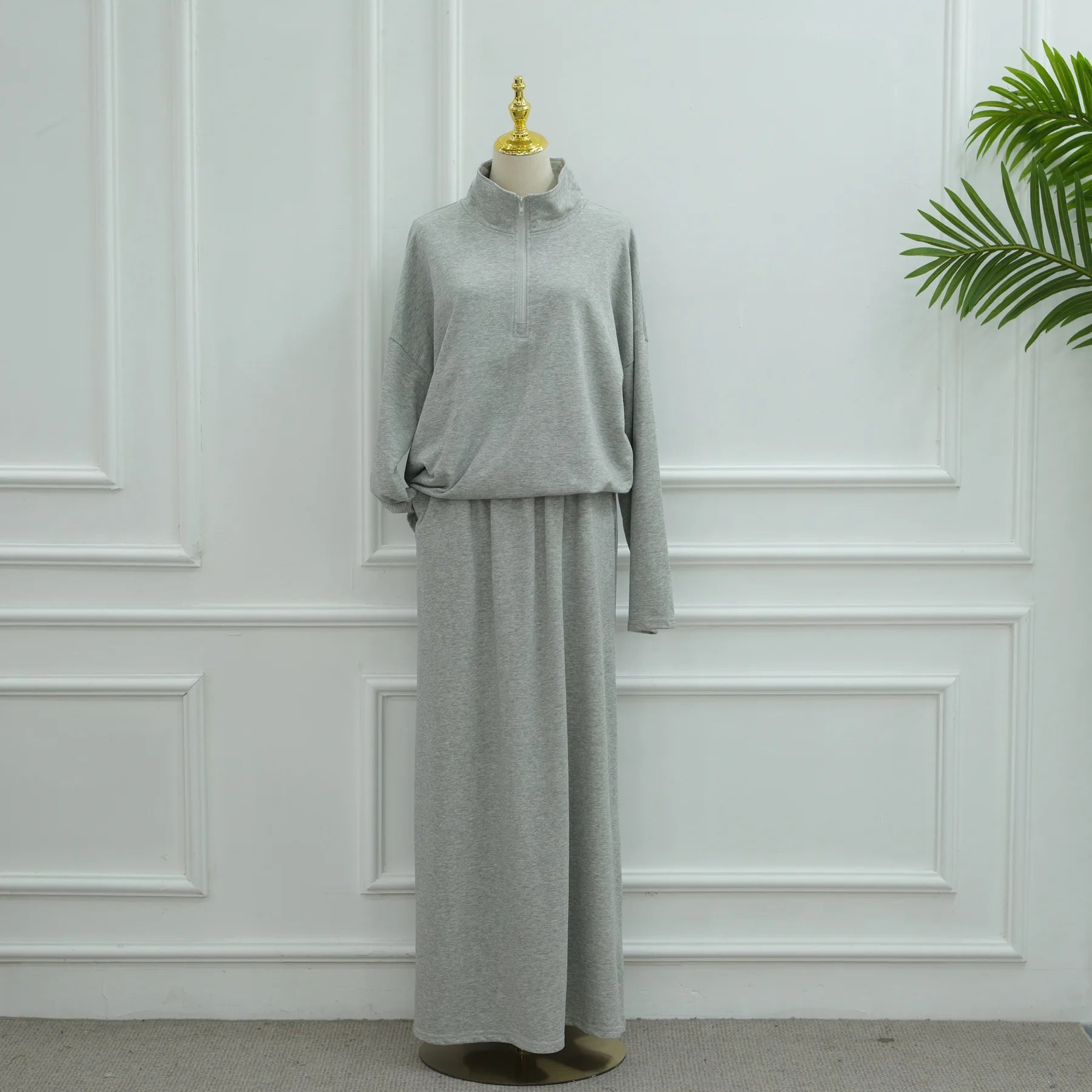 Two Piece Cotton Abaya Suit for Women – Elegant Top & Skirt Set