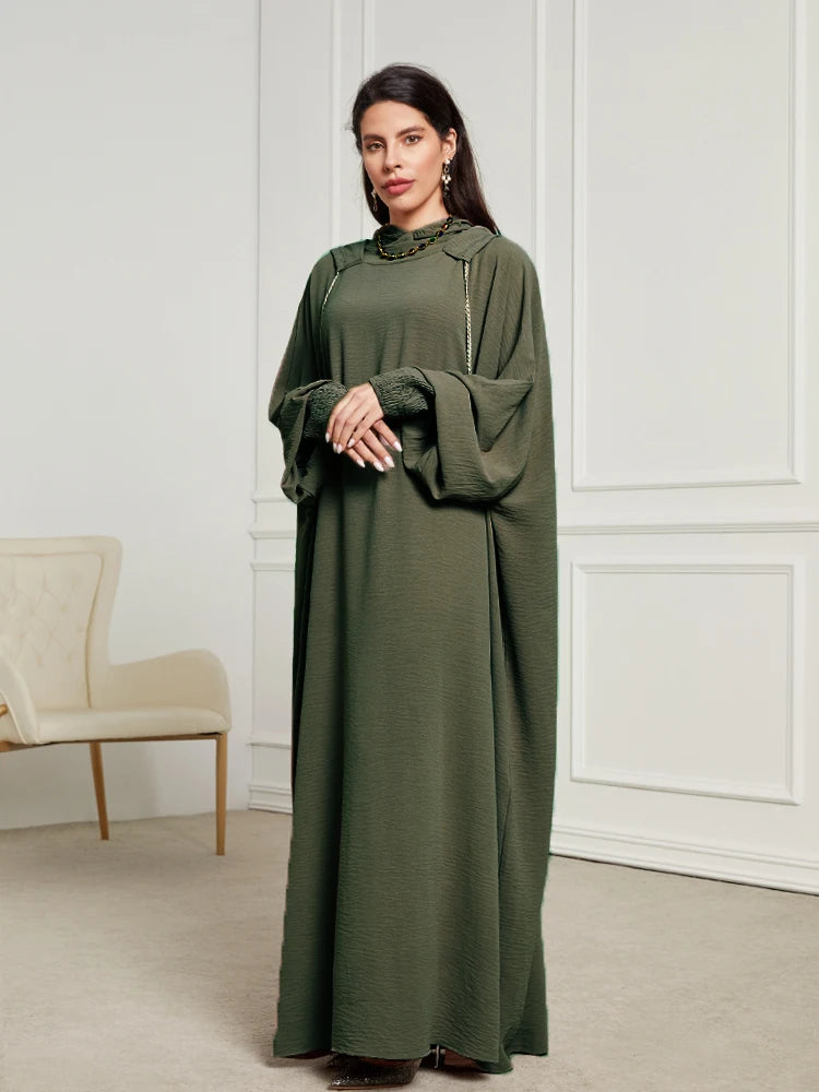 Ramadan Niqab Khimar Hooded Abaya – Tassel Trim Prayer Robe