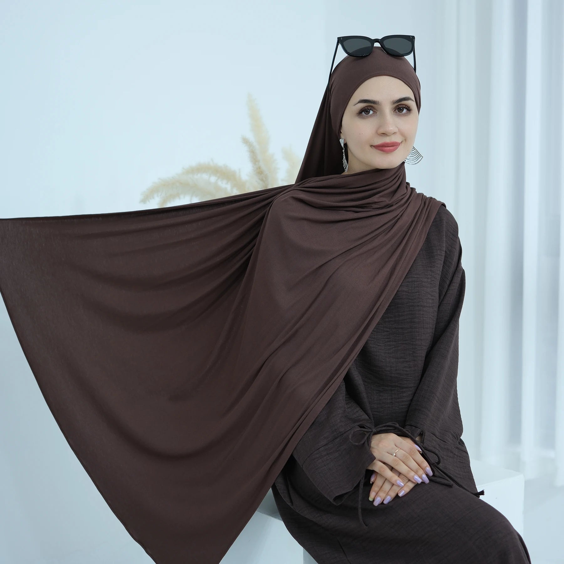 Extra-Loose Drop Shoulder Abaya – Plus-Size Friendly A-Line Robe - Army Green - M | AbayaVida