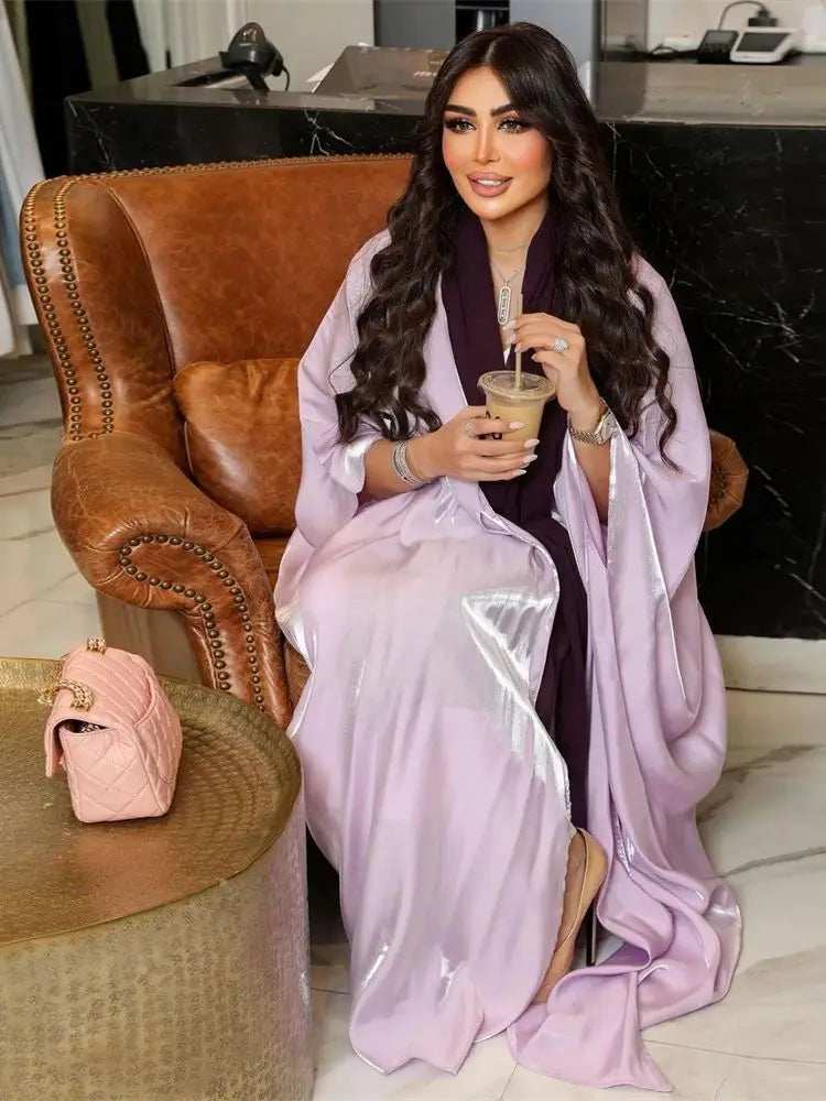 Rose Satin Batwing Abaya - Abaya Vida