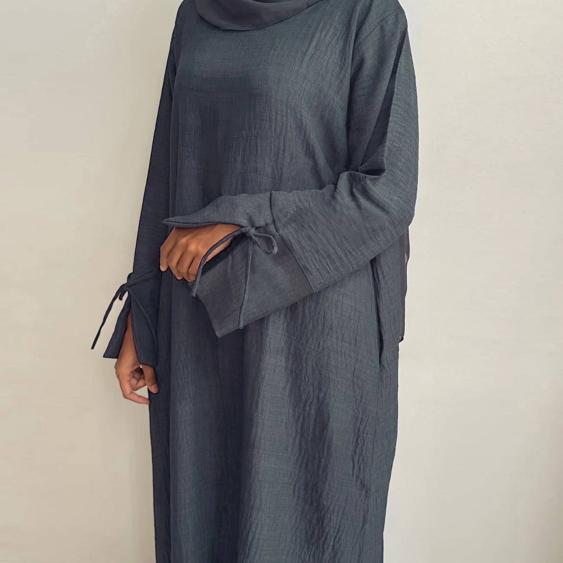 Extra-Loose Drop Shoulder Abaya – Plus-Size Friendly A-Line Robe - Dark Coffee - L | AbayaVida