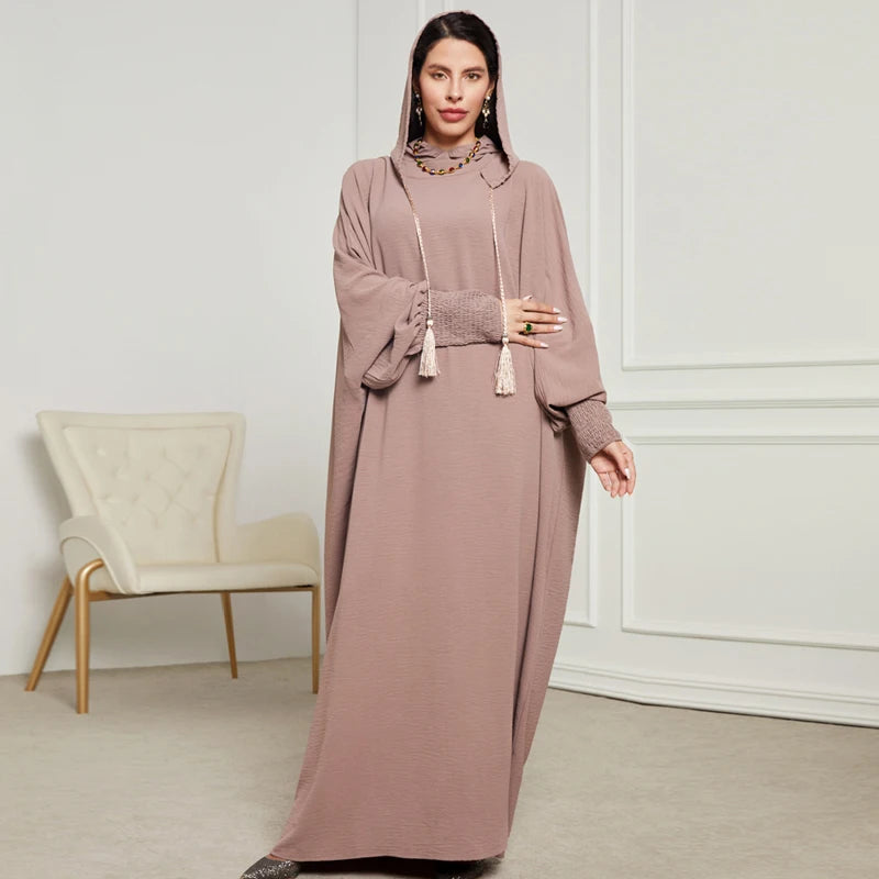 Ramadan Niqab Khimar Hooded Abaya – Tassel Trim Prayer Robe
