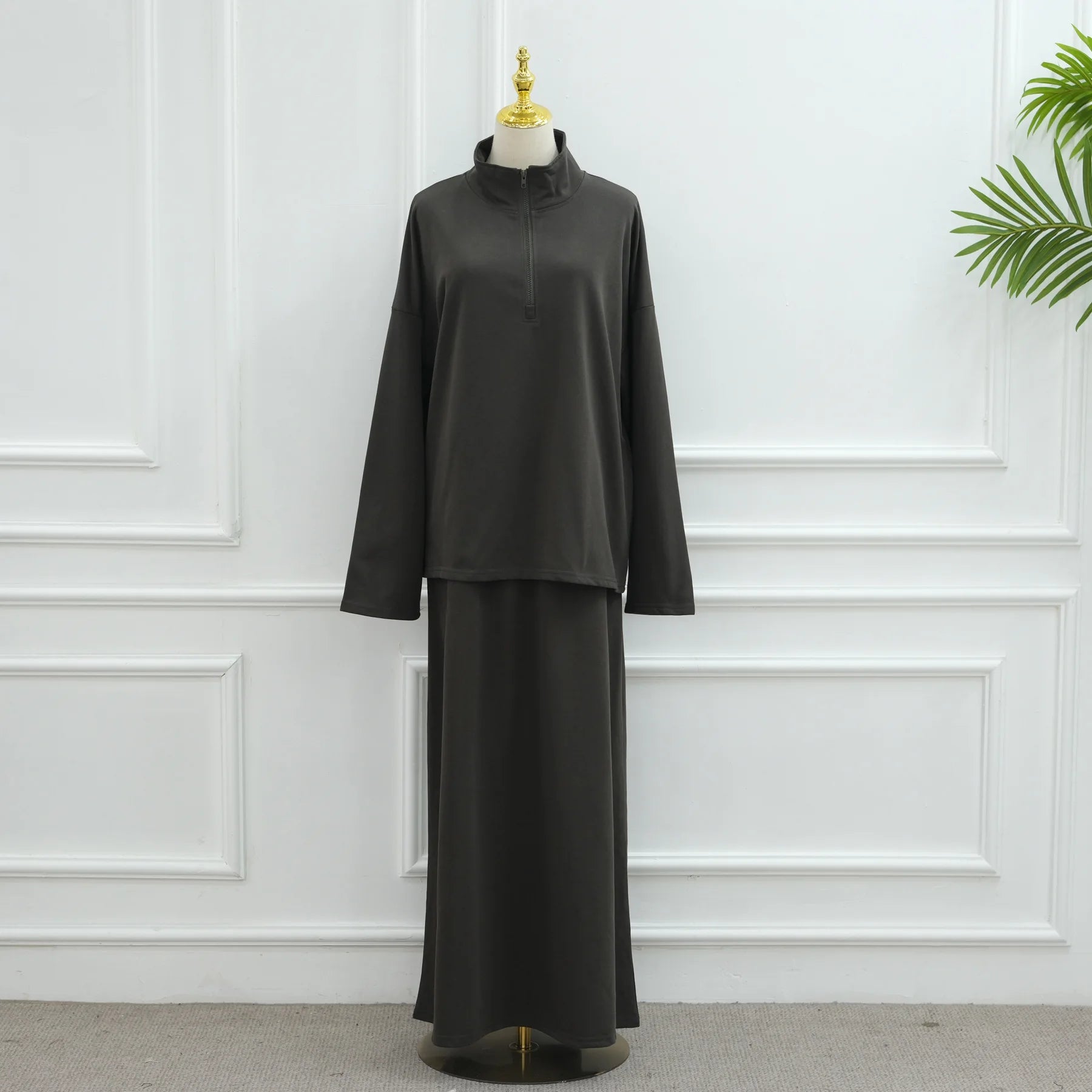 Two Piece Cotton Abaya Suit for Women – Elegant Top & Skirt Set