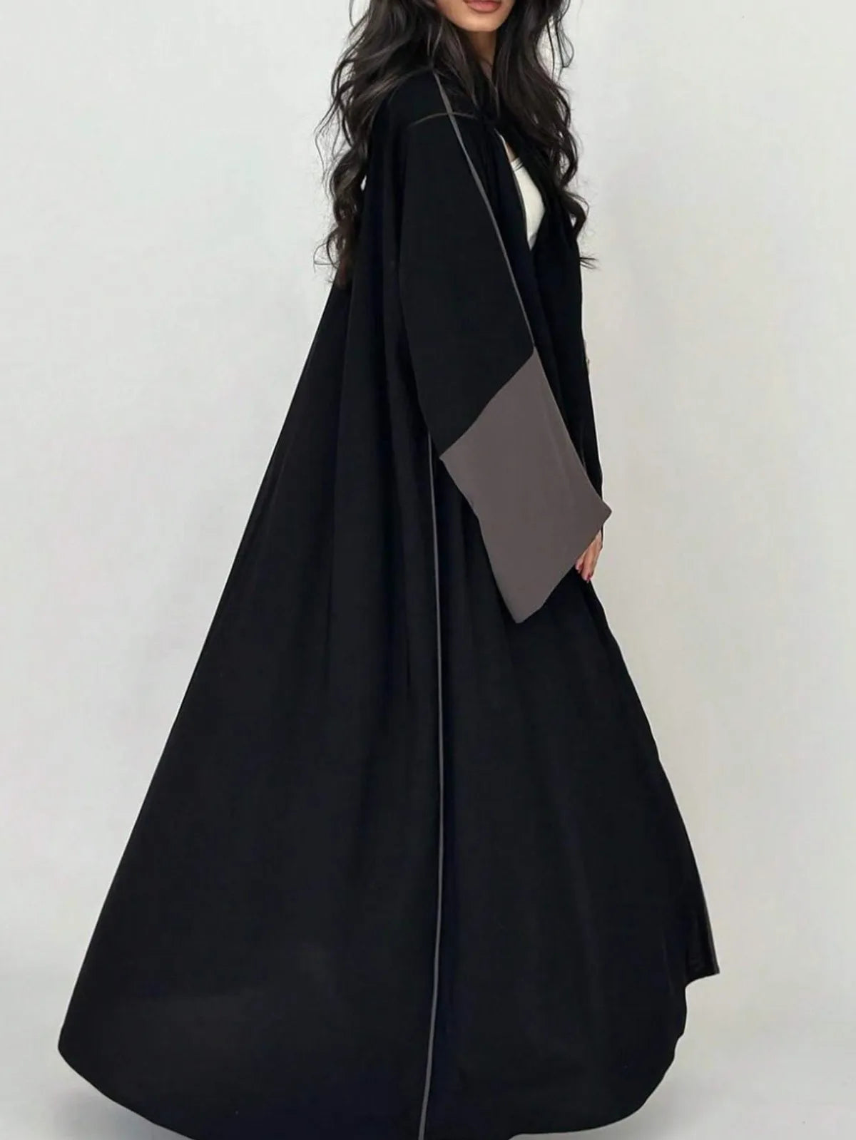 Middle Eastern Open Front Abaya – Full Sleeve Robe - Double blue | AbayaVida