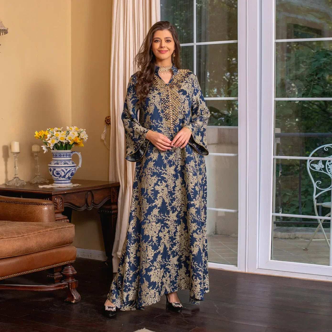 Majestic Embroidered Evening Abaya - Abaya Vida