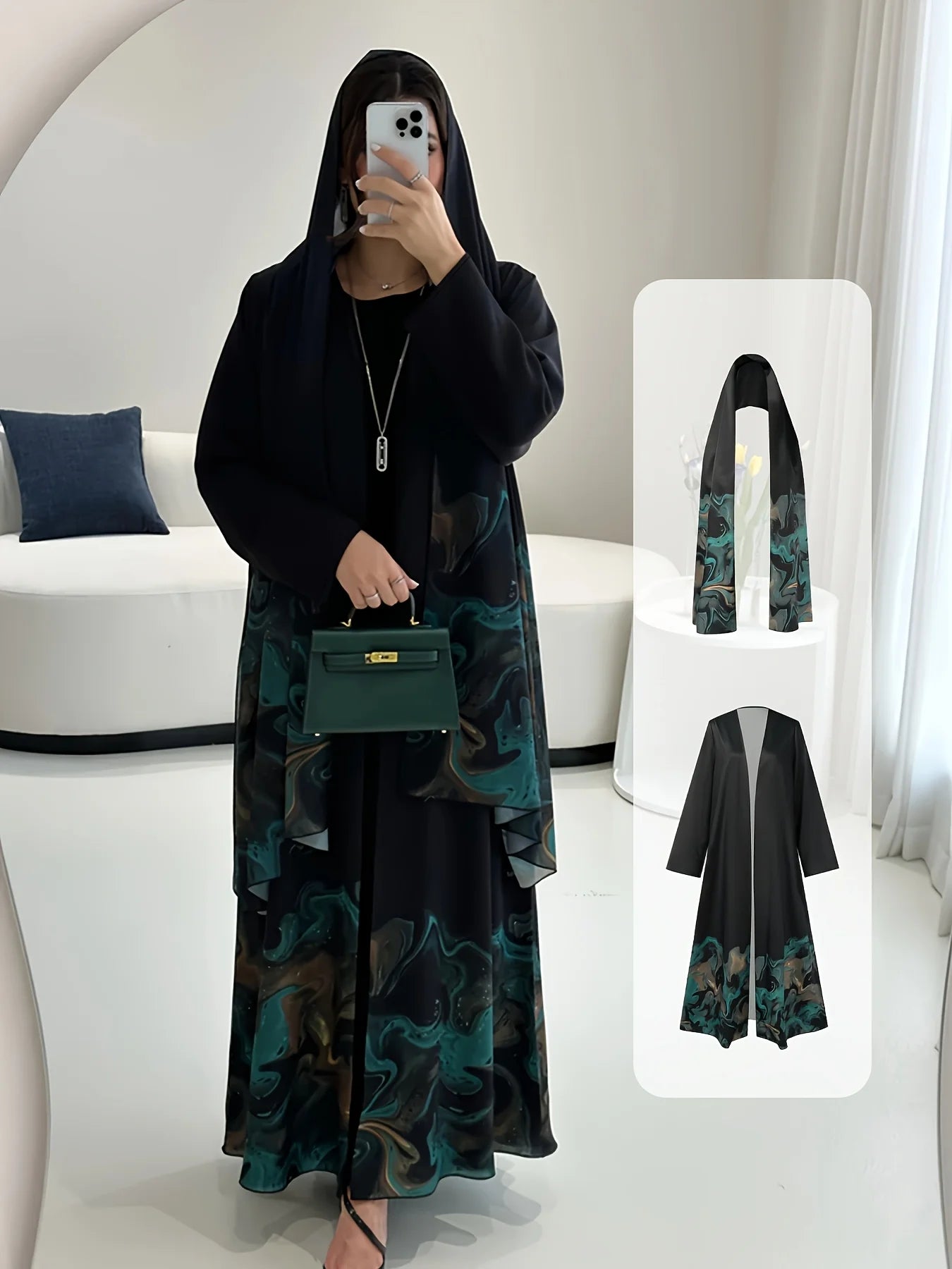 Saudi Traditional Open-Front Robe – Jersey Festival Abaya