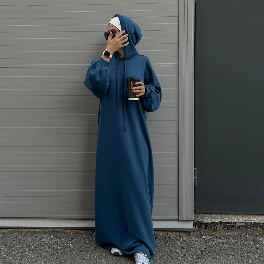 Ramadan Hoodie Abaya – Soft Jersey Pullover Prayer Robe