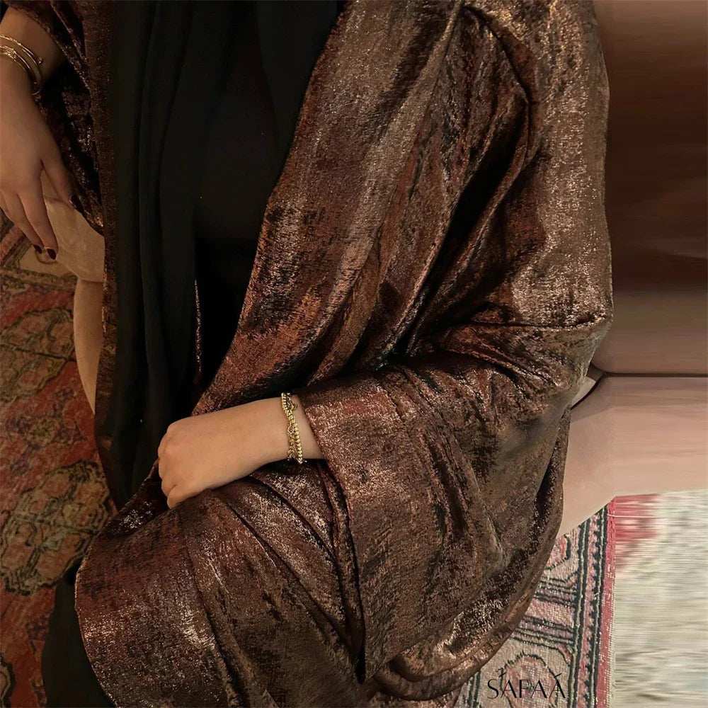 Shiny Satin Open Abaya - Abaya Vida