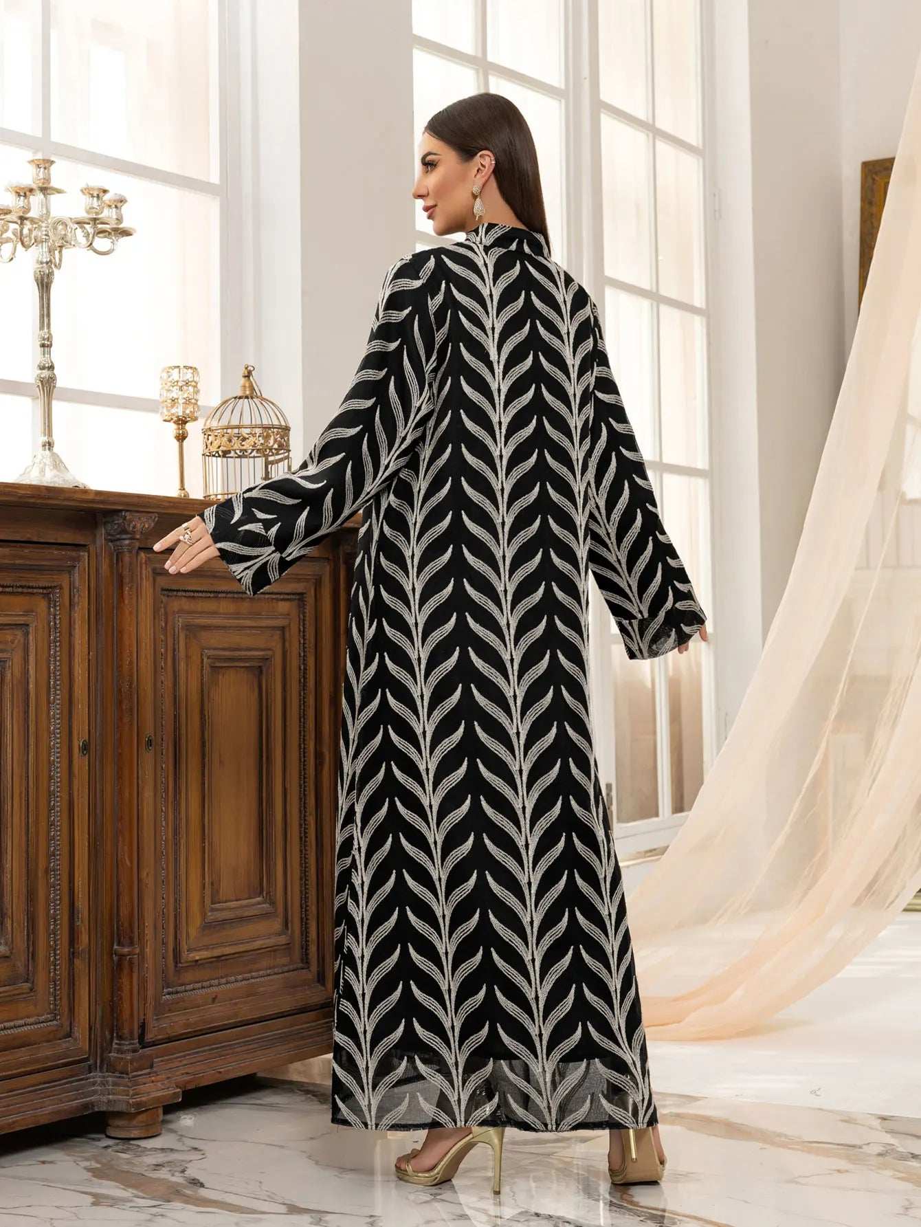 Golden Blossom Abaya - Abaya Vida