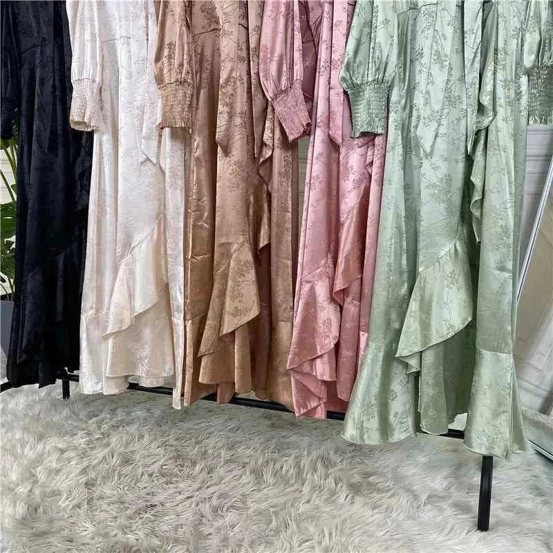 Eid Satin Ruffle Abaya - Abaya Vida
