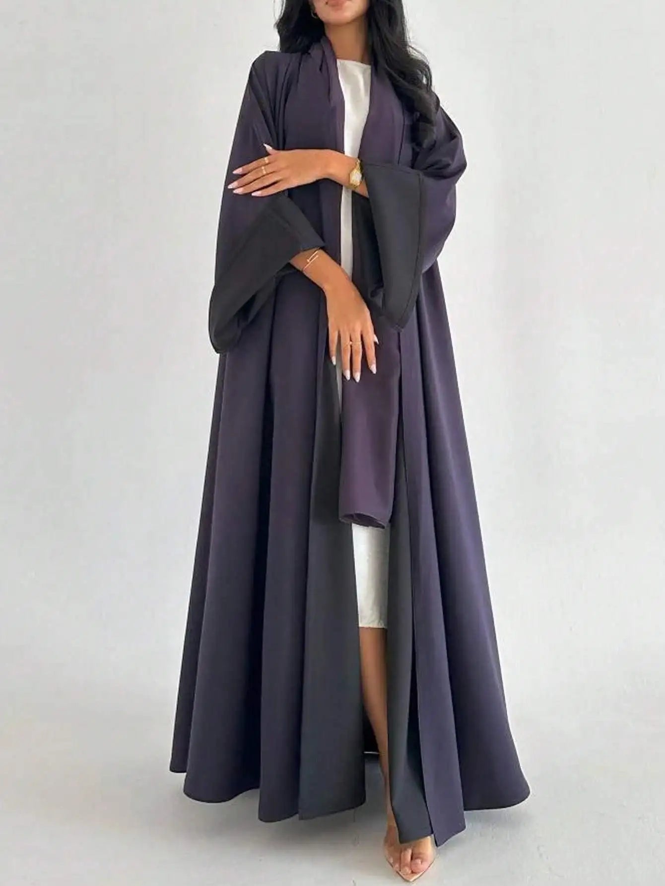 Reversible Loose Abaya – Full Sleeve Open Front Robe, One Size | AbayaVida