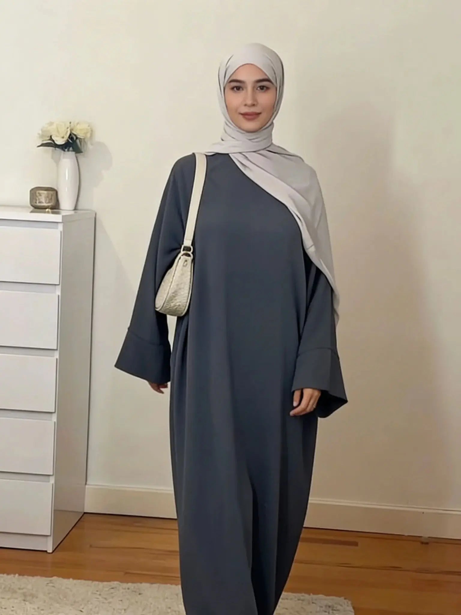 Solid Colour Maxi Abaya for Women – Loose Fit Long Sleeve Prayer Robe