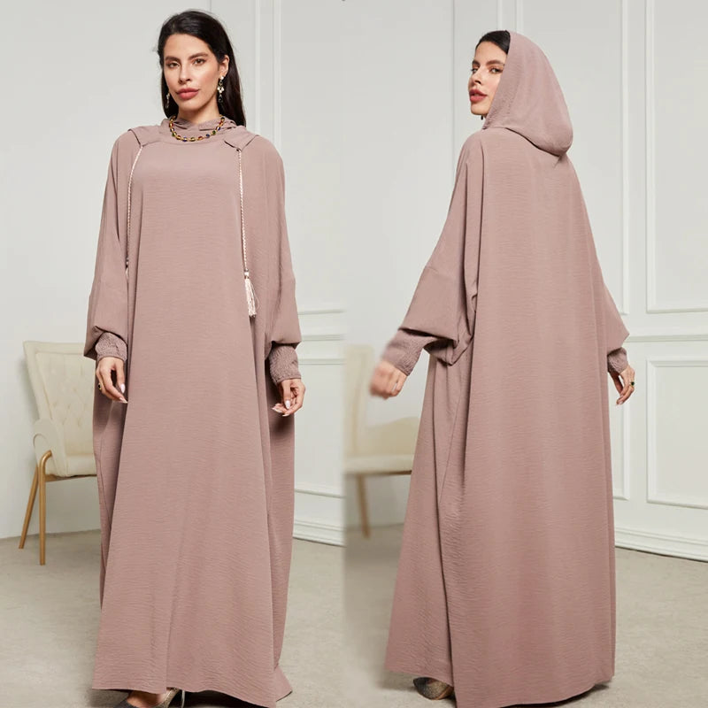 Ramadan Niqab Khimar Hooded Abaya – Tassel Trim Prayer Robe
