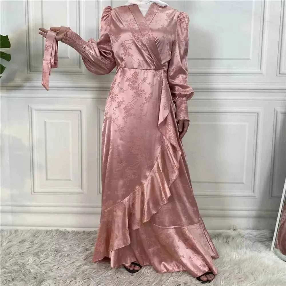 Eid Satin Ruffle Abaya - Abaya Vida