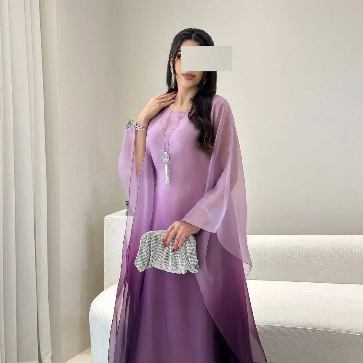 Gradient Satin Abaya - Abaya Vida
