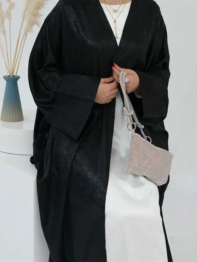 Shiny Satin Open Abaya - Abaya Vida