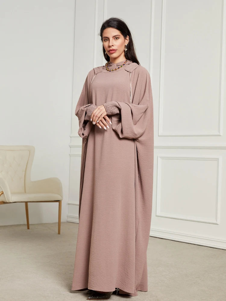 Ramadan Niqab Khimar Hooded Abaya – Tassel Trim Prayer Robe