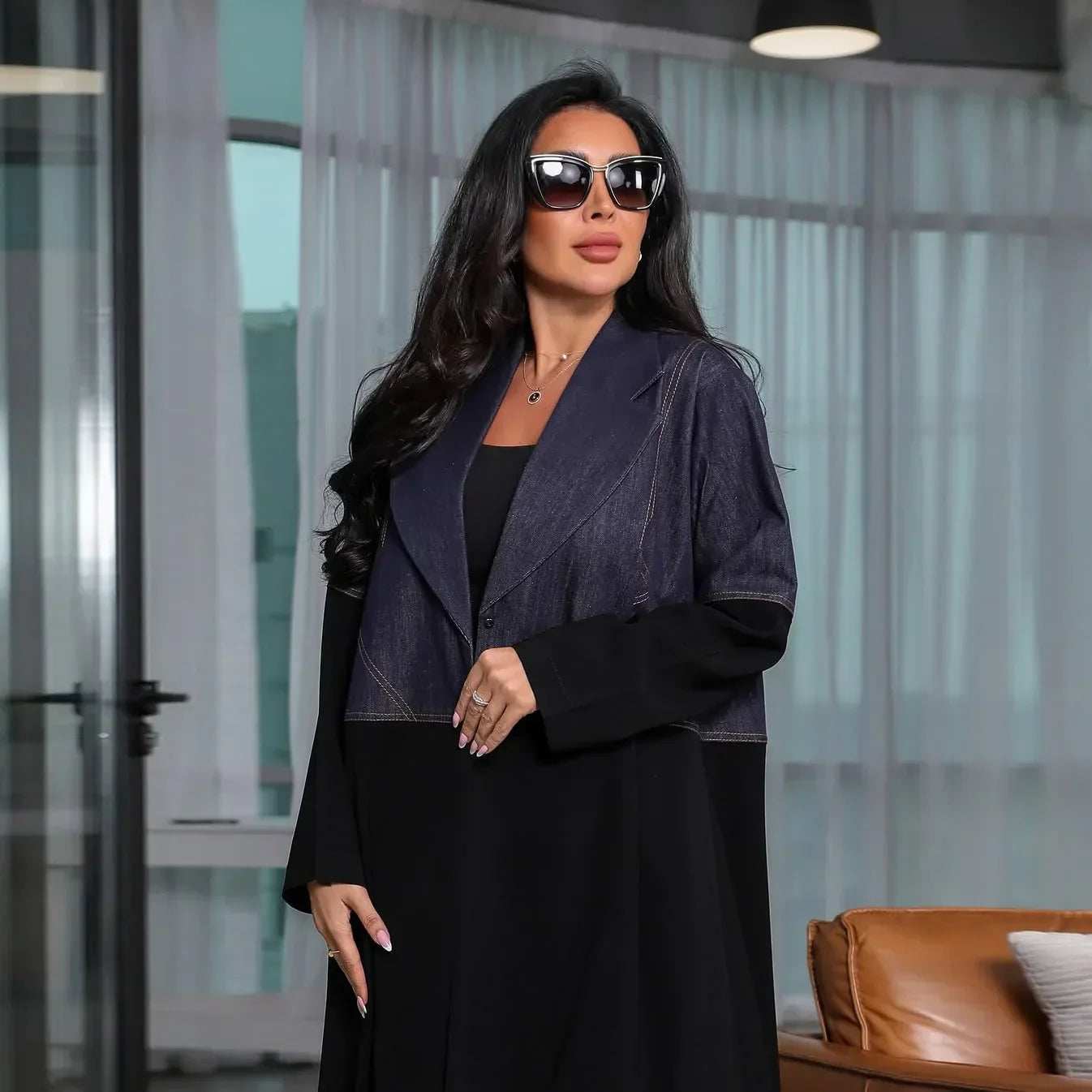 Denim Patchwork Abaya - Abaya Vida