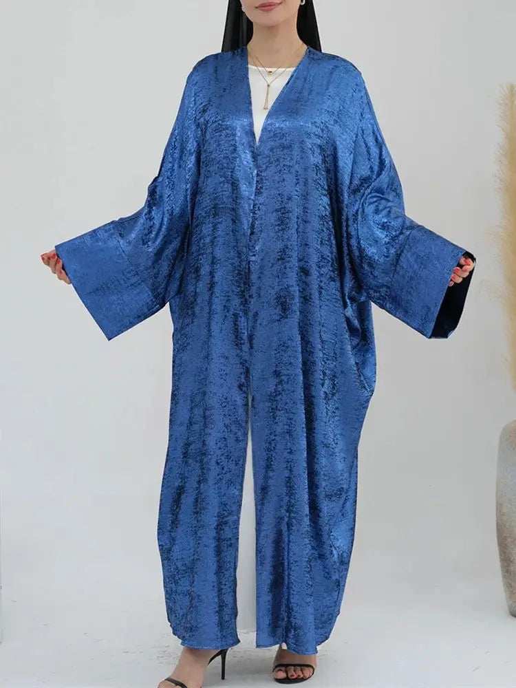 Shiny Satin Open Abaya - Abaya Vida
