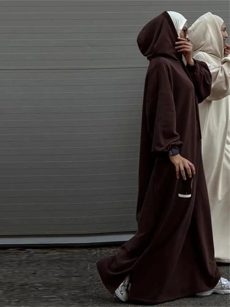 Ramadan Hoodie Abaya – Soft Jersey Pullover Prayer Robe