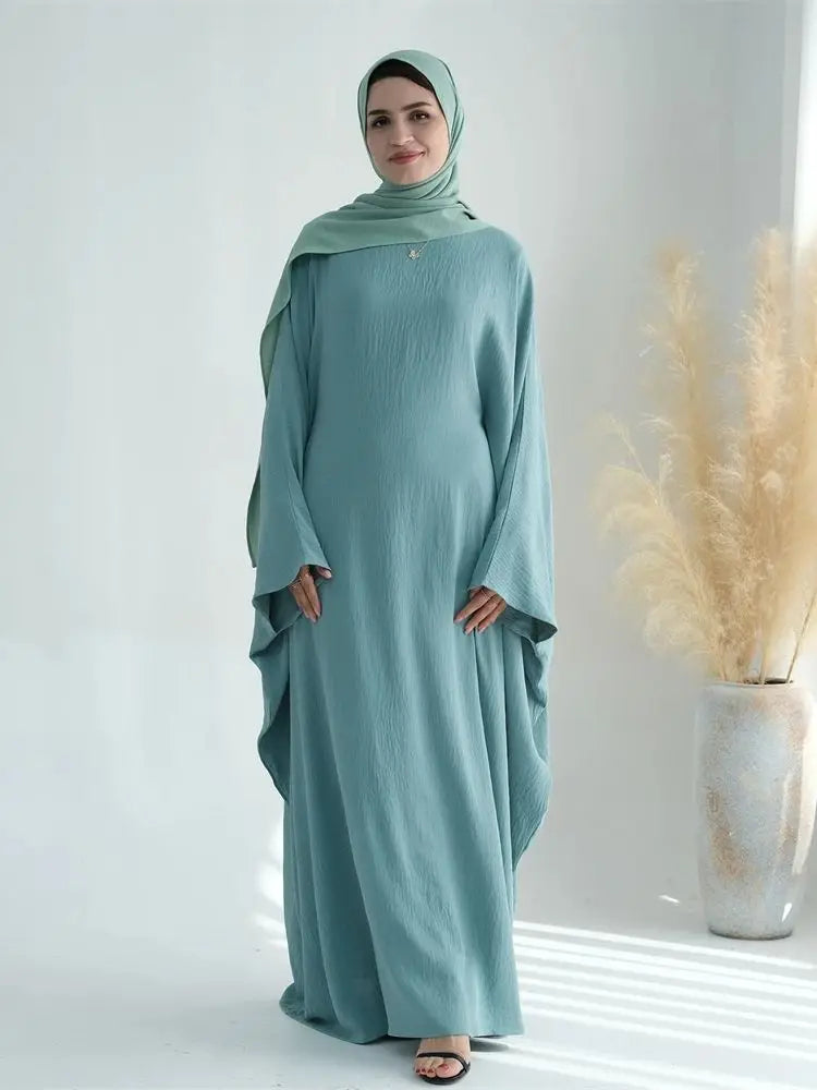 Soft Crepe Khimar Batwing Set with Hijab – Pullover Prayer Dress | AbayaVida