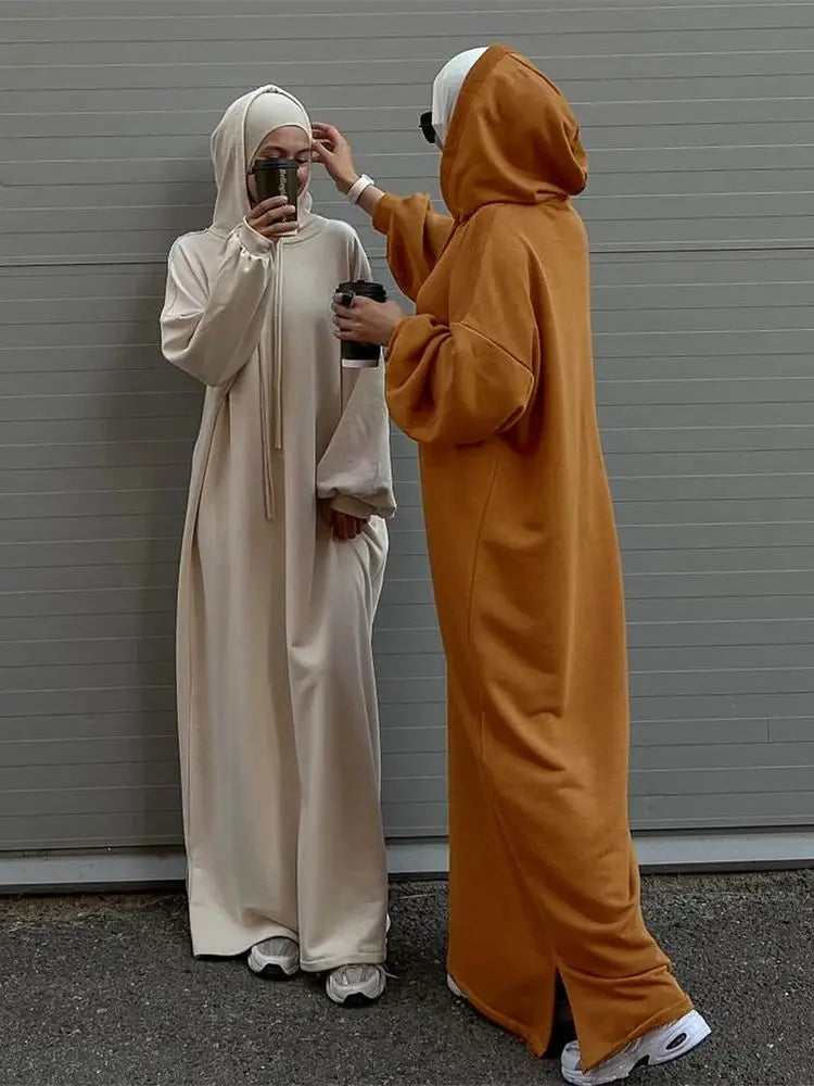 Ramadan Hoodie Abaya – Soft Jersey Pullover Prayer Robe