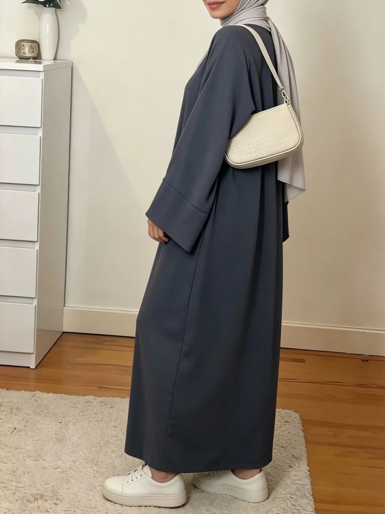 Solid Colour Maxi Abaya for Women – Loose Fit Long Sleeve Prayer Robe