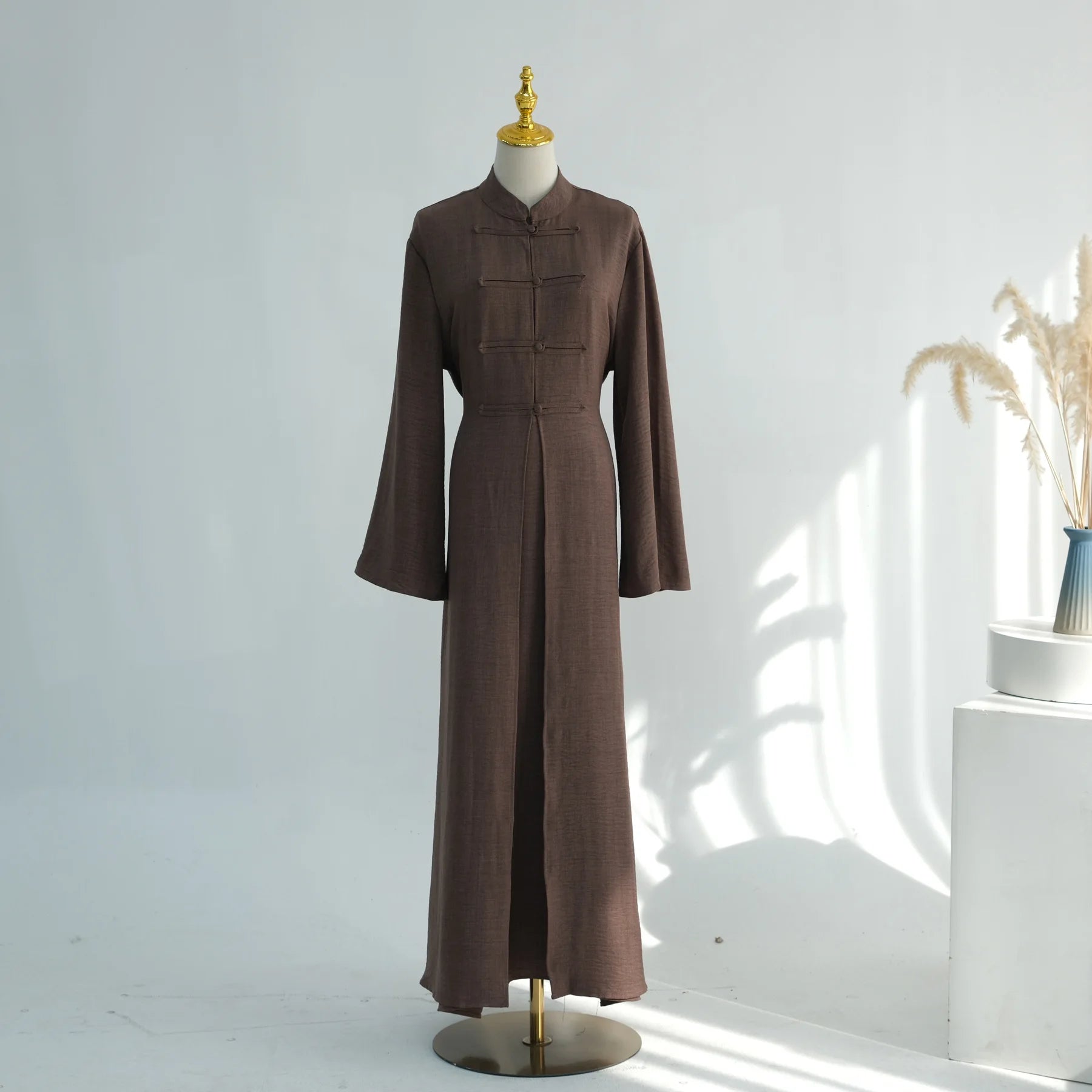 Two-Piece Arabic Modest Abaya Set – Cardigan & Inner Dress | AbayaVida