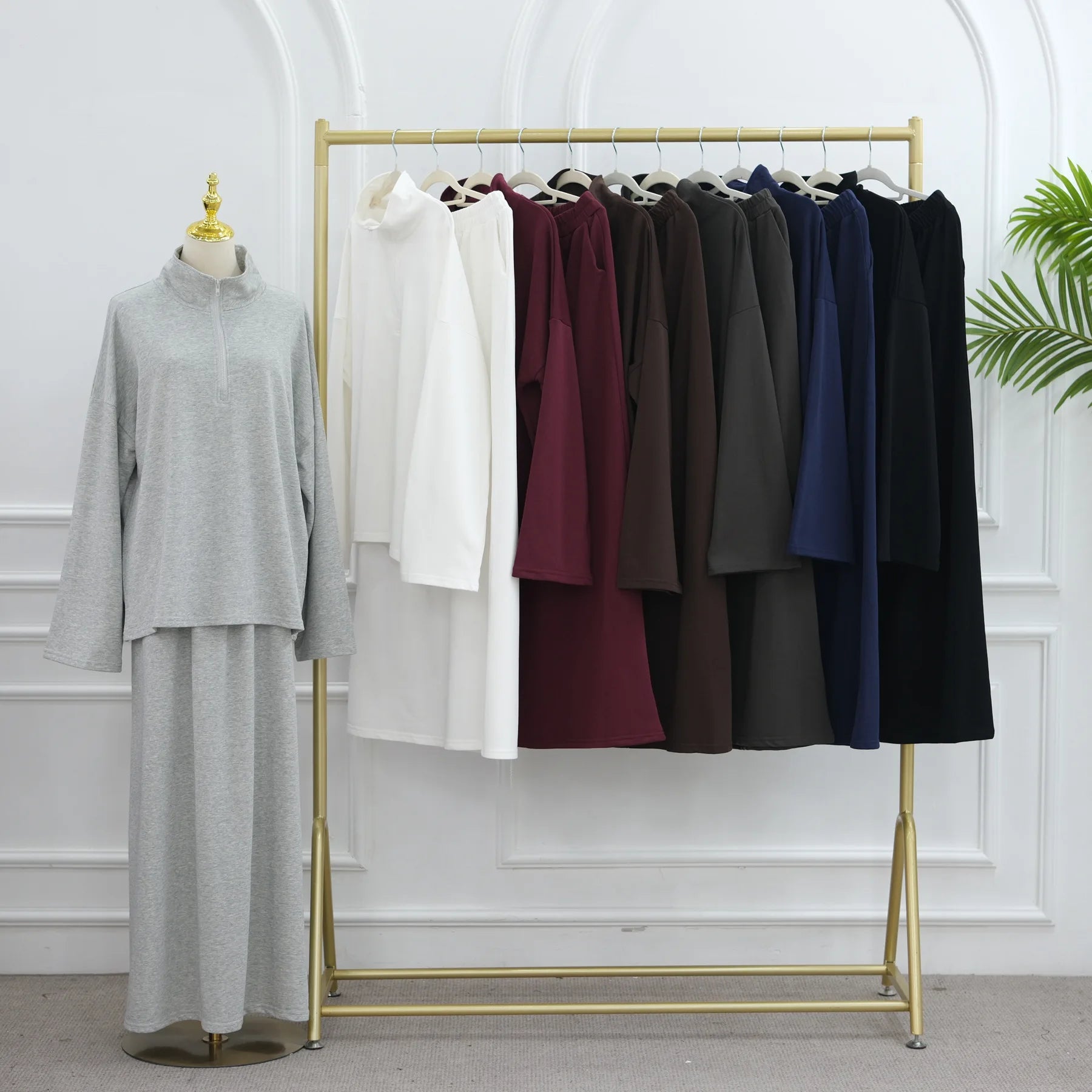 Two Piece Cotton Abaya Suit for Women – Elegant Top & Skirt Set