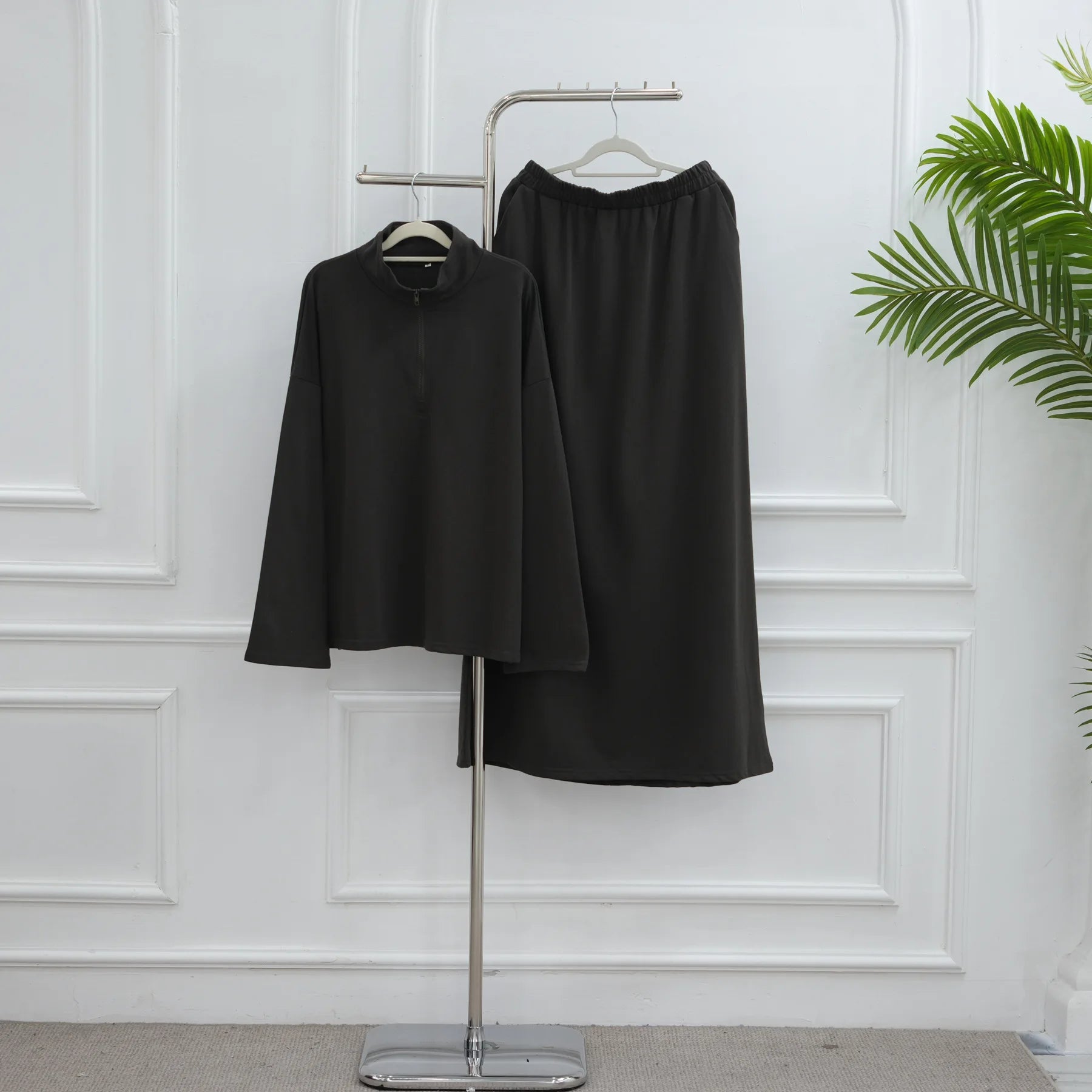 Two Piece Cotton Abaya Suit for Women – Elegant Top & Skirt Set