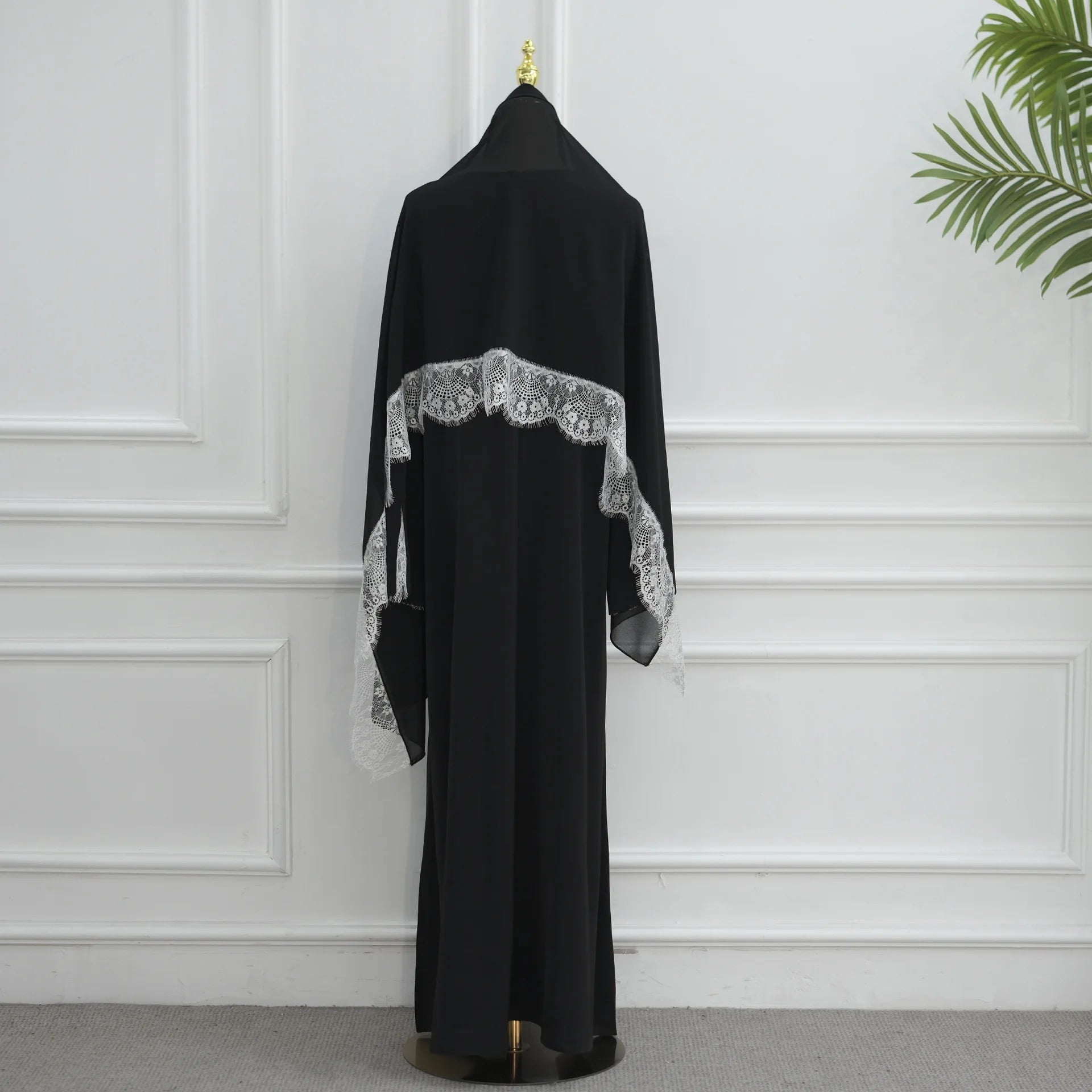 Lace Hijab Dress Suit – Elegant Closed Front Abaya | AbayaVida