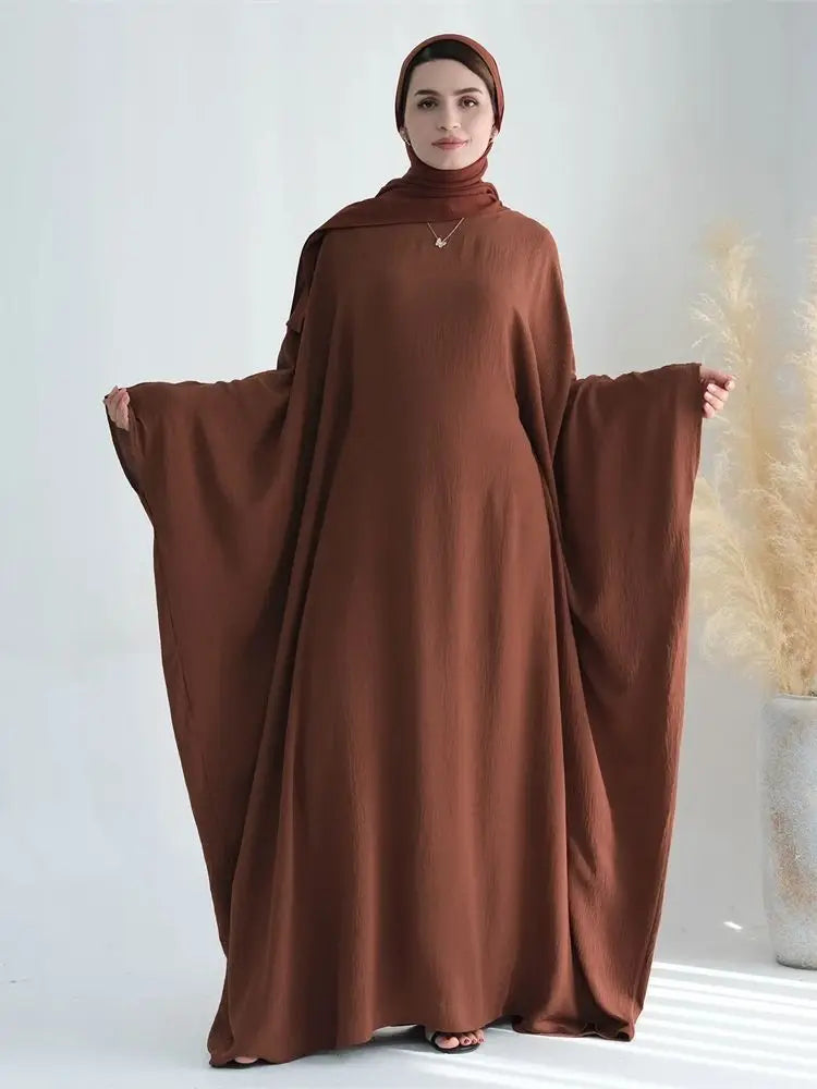 Soft Crepe Khimar Batwing Set with Hijab – Pullover Prayer Dress | AbayaVida