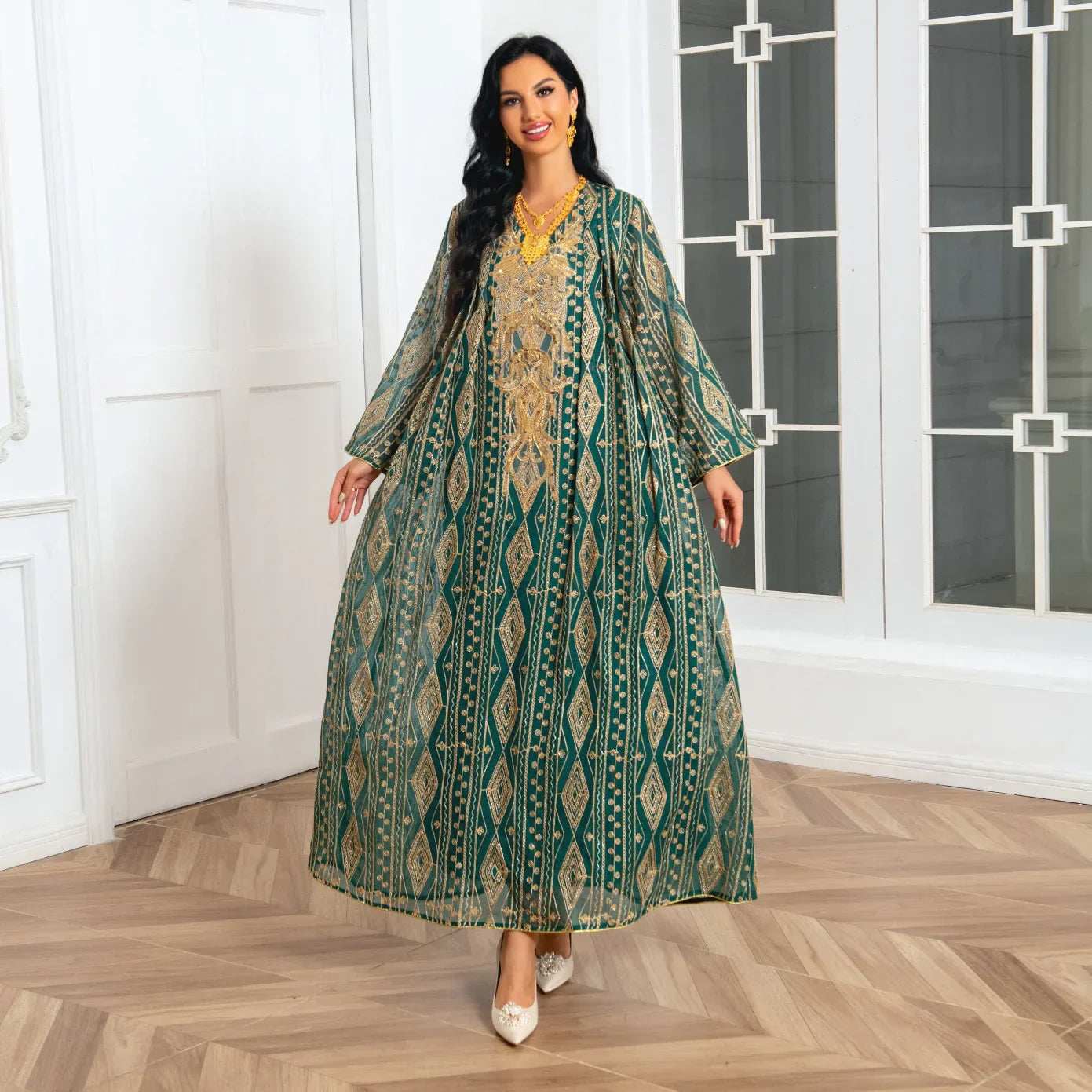 Regal Beaded Embroidered Abaya - Abaya Vida