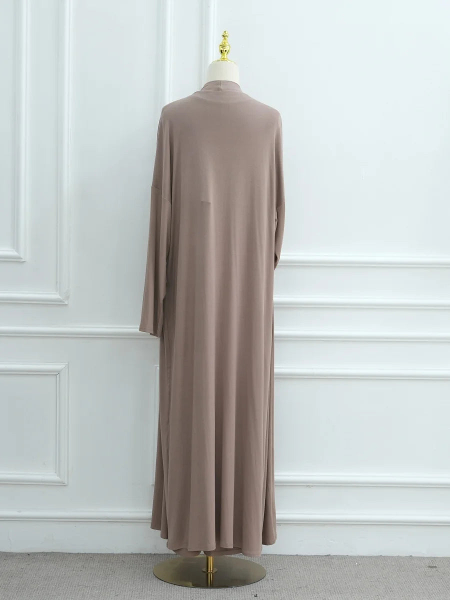 Dubai Three-Piece Abaya Set – Cardigan, Top & Trousers Coordinated Outfit