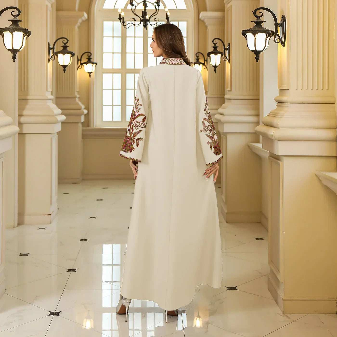 Geometric Embroidery Abaya - Abaya Vida