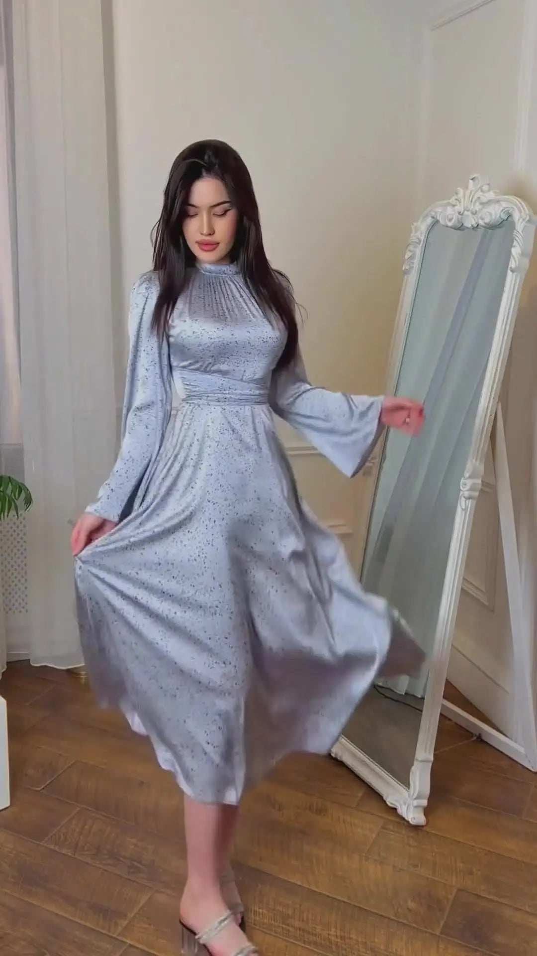 Printed Satin Lace Abaya - Abaya Vida