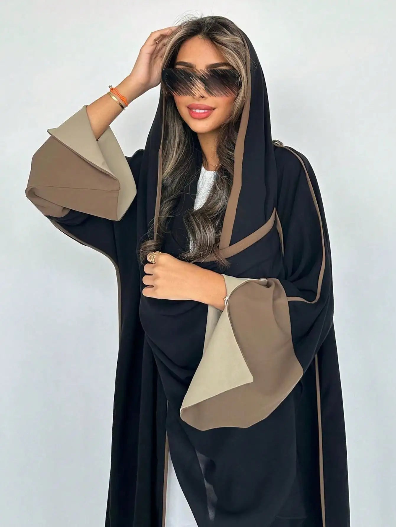Middle Eastern Open Front Abaya – Full Sleeve Robe | AbayaVida