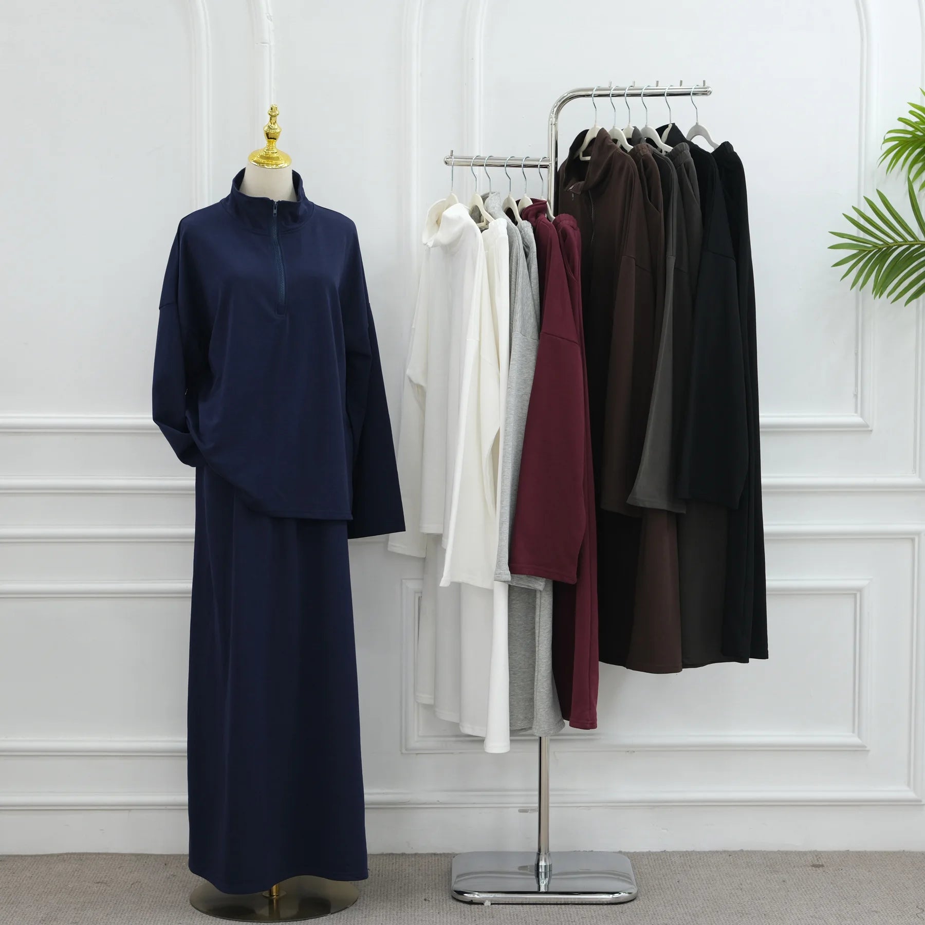 Two Piece Cotton Abaya Suit for Women – Elegant Top & Skirt Set