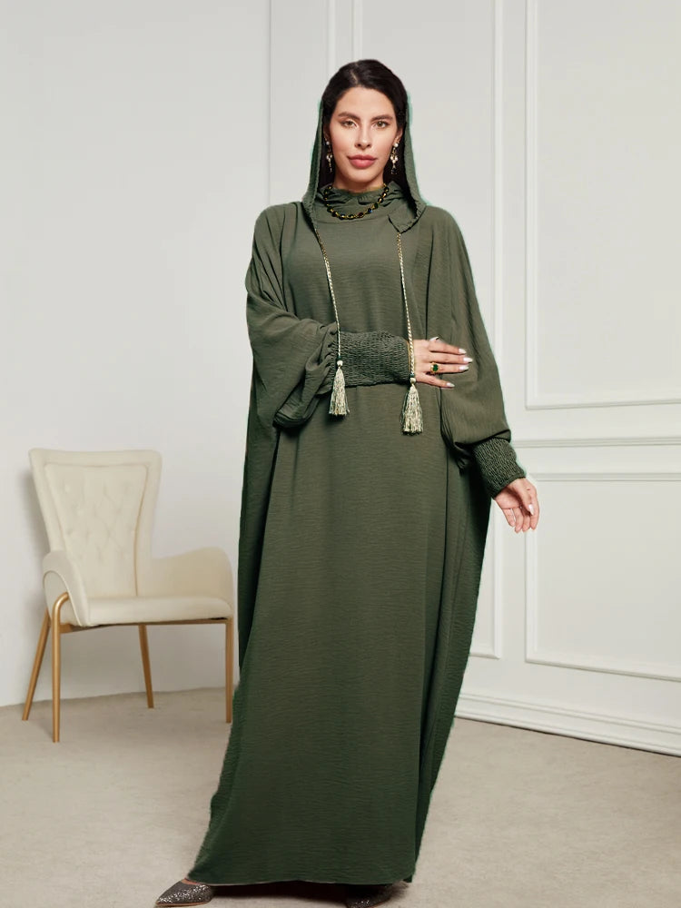 Ramadan Niqab Khimar Hooded Abaya – Tassel Trim Prayer Robe
