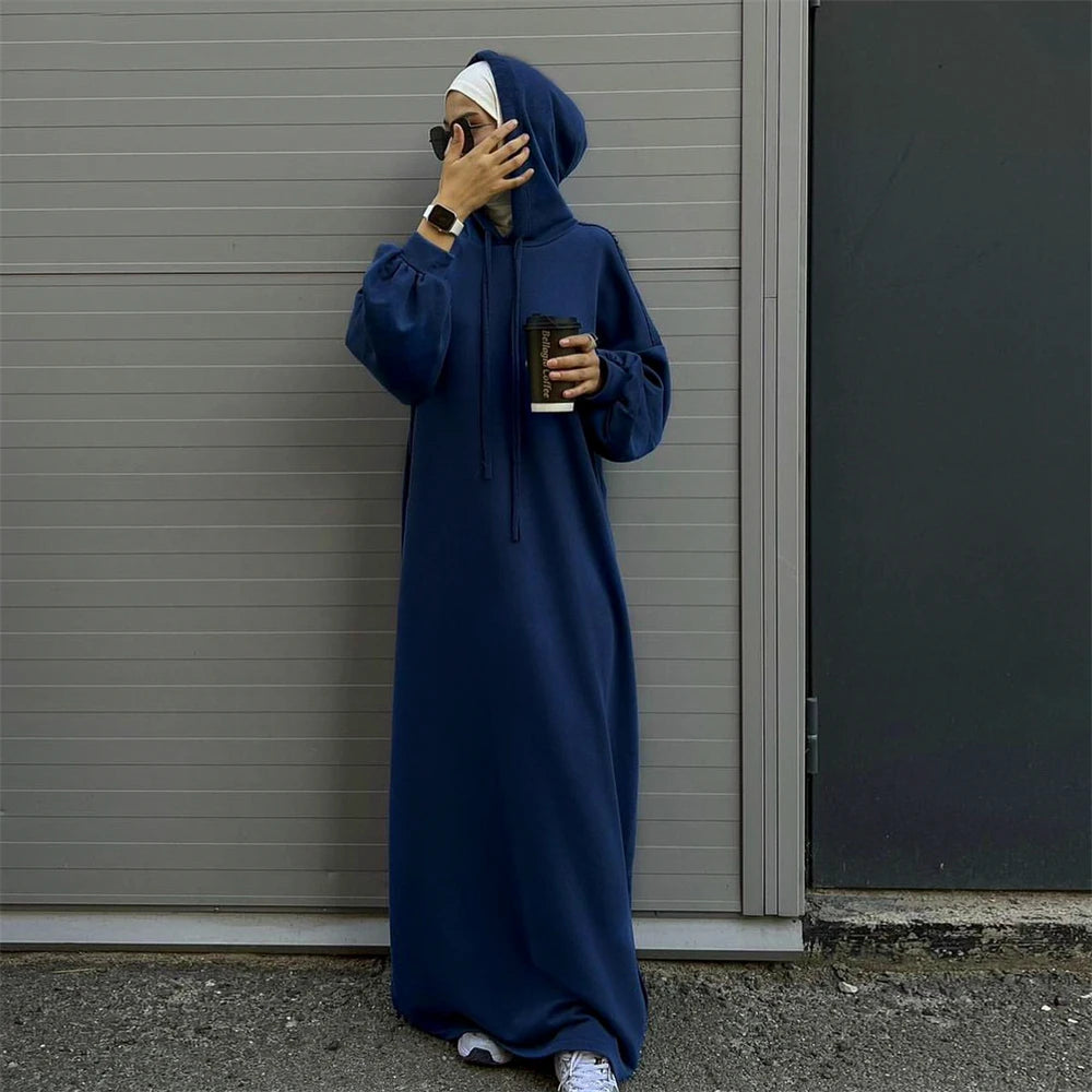 Ramadan Hoodie Abaya – Soft Jersey Pullover Prayer Robe