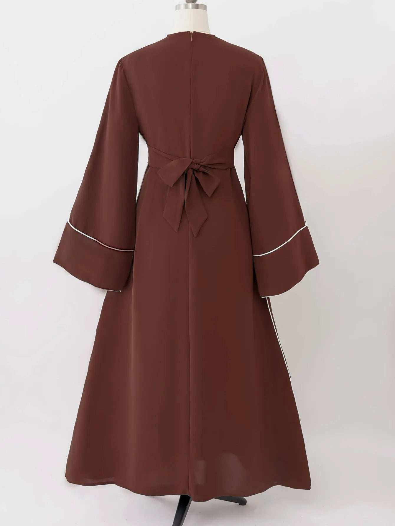 Brown Belted Abaya - Abaya Vida
