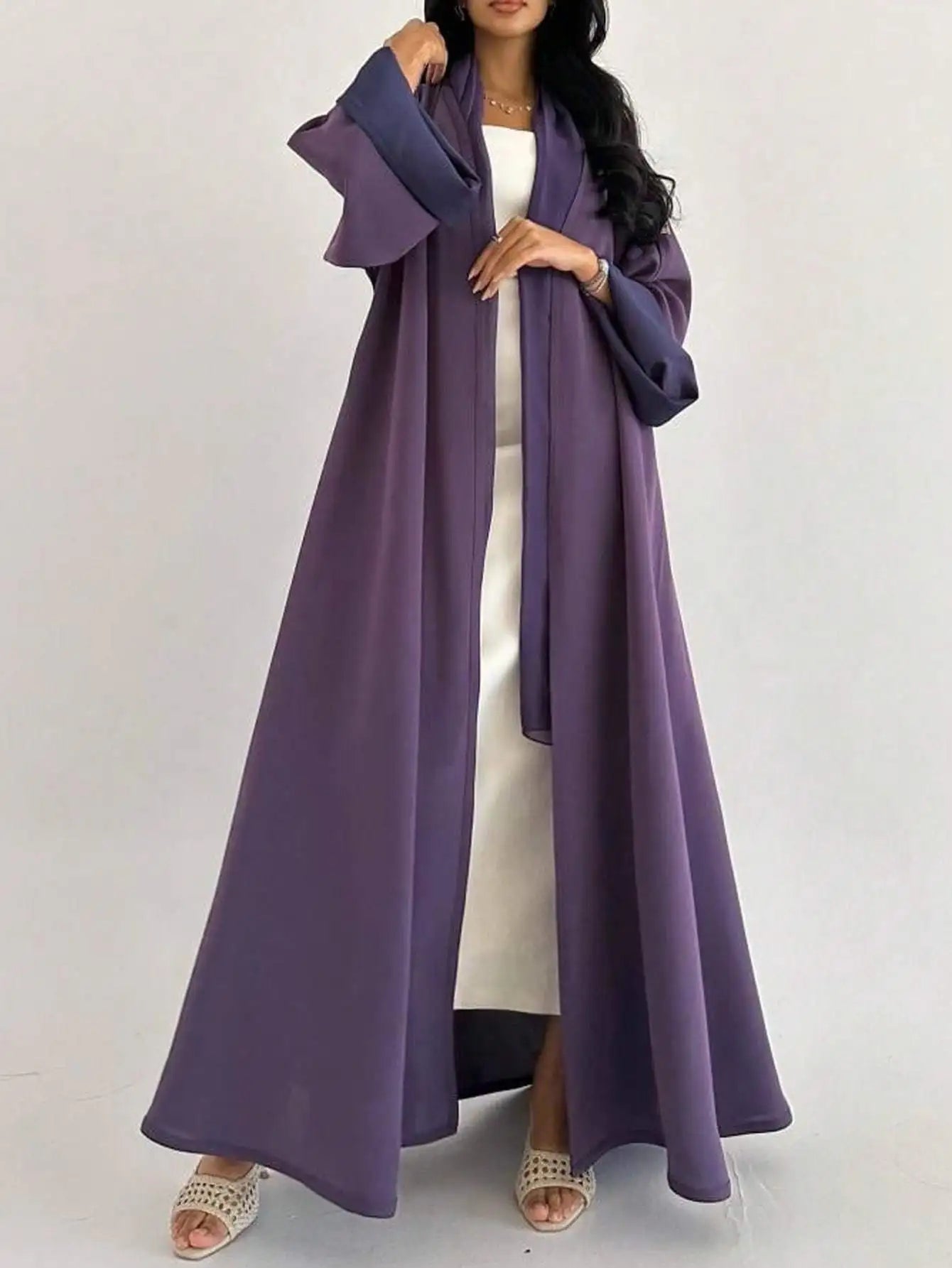 Reversible Loose Abaya – Full Sleeve Open Front Robe, One Size | AbayaVida