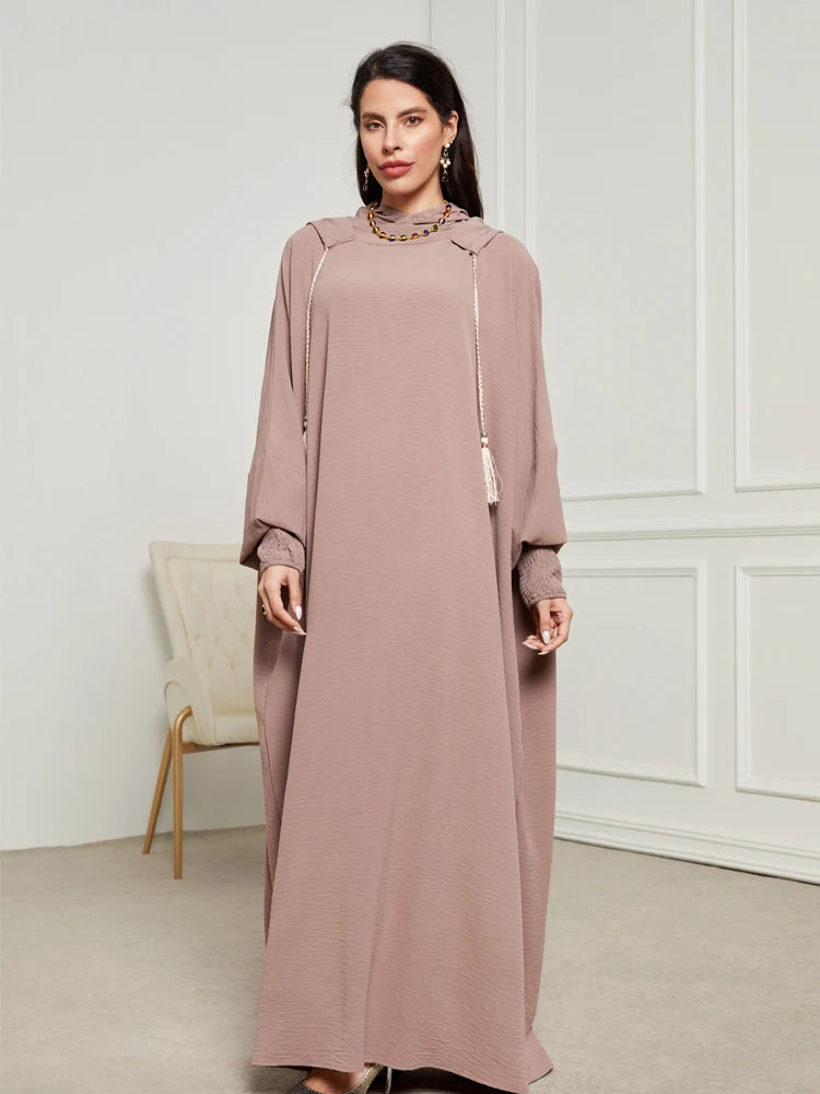 Ramadan Niqab Khimar Hooded Abaya – Tassel Trim Prayer Robe