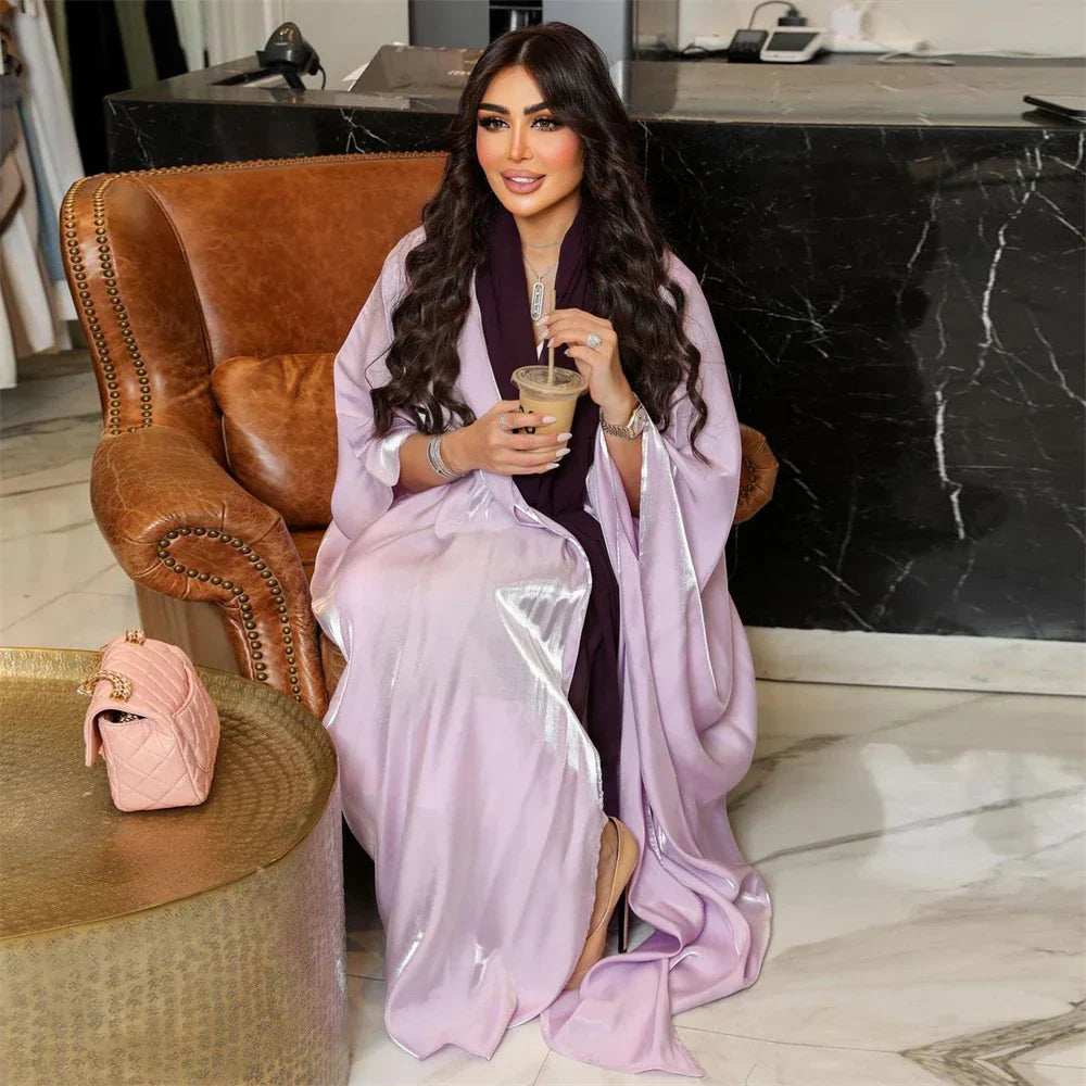 Rose Satin Batwing Abaya - Abaya Vida