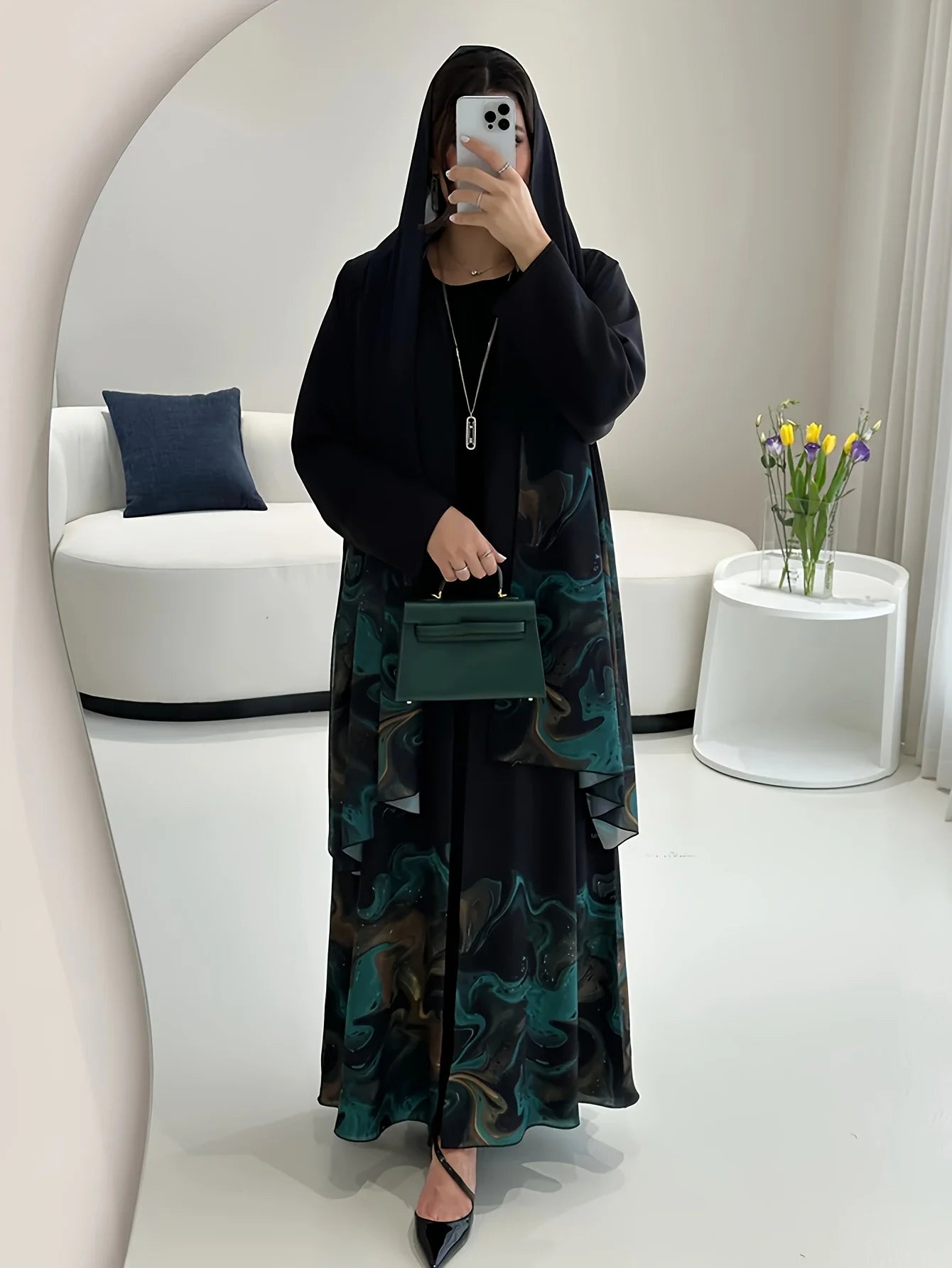 Saudi Traditional Open-Front Robe – Jersey Festival Abaya
