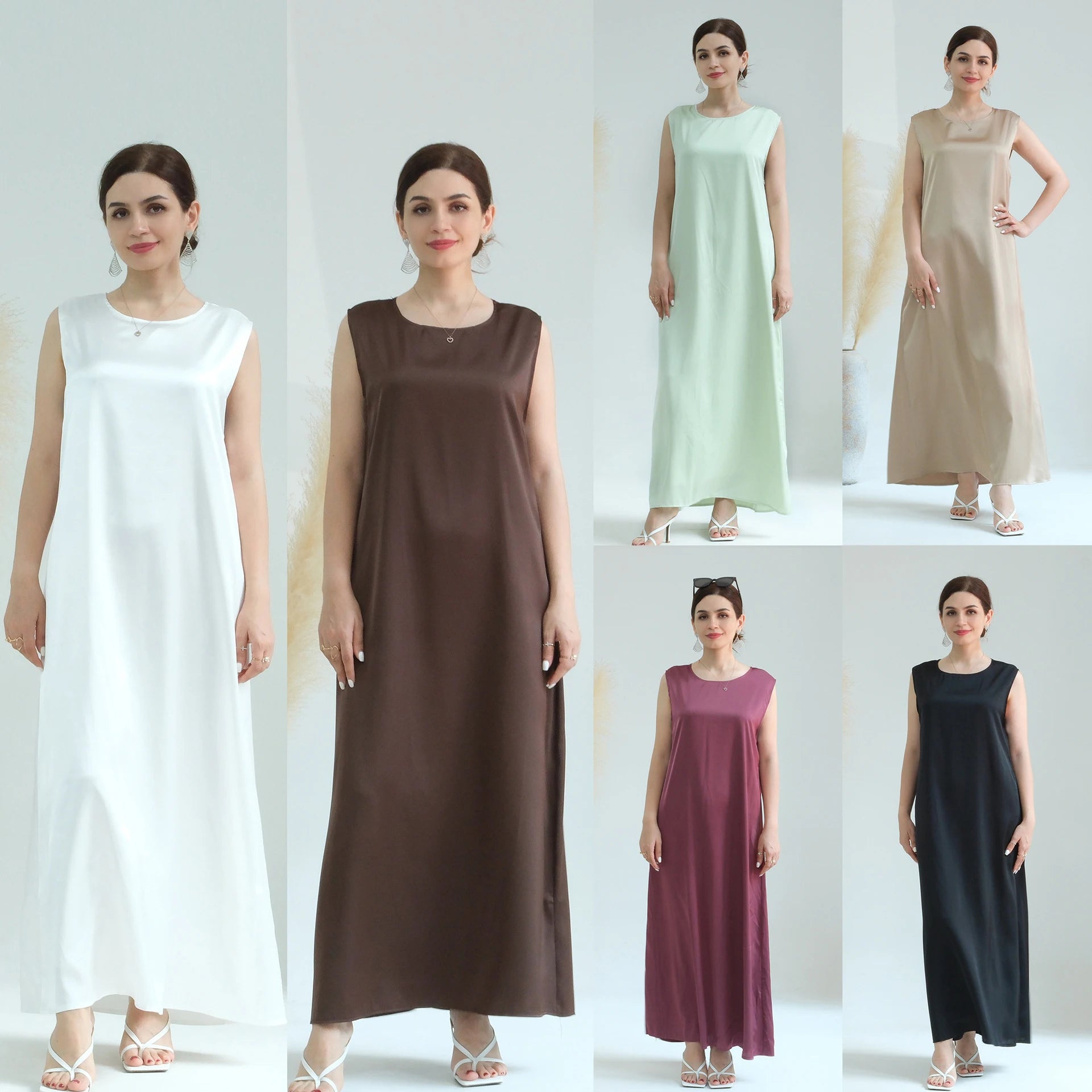 Nida Crystal Chain Evening Set – Cardigan, Dress & Chain - Khaki - L | AbayaVida