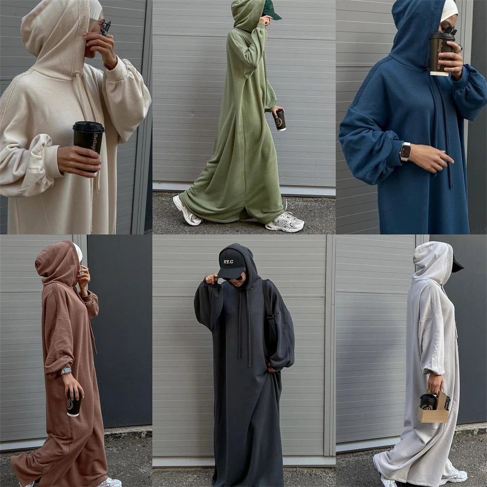 Ramadan Hoodie Abaya – Soft Jersey Pullover Prayer Robe